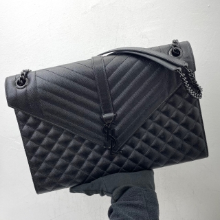 YSL BAG ENVELOPE 396910 LARGE CHAIN SHOULDER SO BLACK