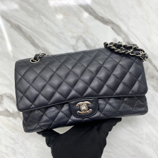 CHANEL BAG CLASSIC FLAP CAVIAR MEDIUM 25CM DOUBLE FLAP/WFLAP SHE BLACK NO.13 (W/CARD)
