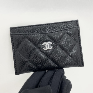 CHANEL SLG MATELASSE CAVIAR CARD CASE HOLDER BLACK SHW RFID MICROCHIPPED