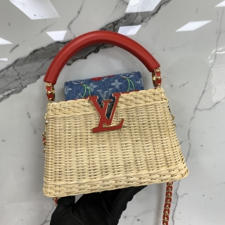 LOUIS VUITTON BAG  RATTAN DENIM CALFSKIN CERISES CAPUCINES MINI 2WAY