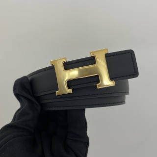 HERMES BELT CONSTANCE H MINI REVERSIBLE 75 GHW GOLD/NOIR K STAMP