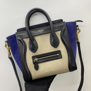 CELINE BAG NANO LUGGAGE 2WAY SUEDE TRICOLOR