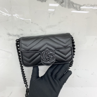 GUCCI BAG MARMONT 699757 MINI CHAIN SHOULDER SO BLACK