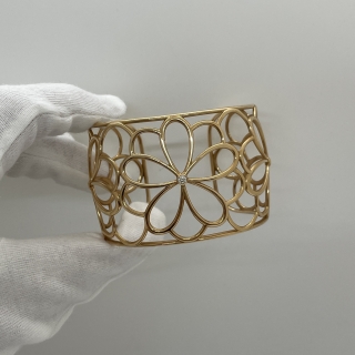 TIFFANY FINE JEWELRY BRACELET YG750 FLOWER PETALS GARDEN DIAMOND 1PD CUFF ONLY 39.54G