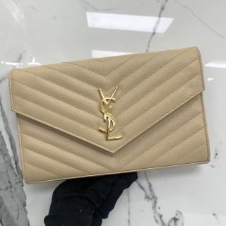 YSL BAG ENVELOPE 377828 WALLET ON CHAIN GHW BEIGE (MISSING CHAIN)