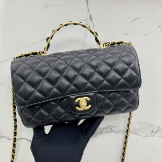 CHANEL BAG LAMBSKIN MINI TOP HANDLE CHAIN 2WAY RFID MICROCHIP AS4408 JG807PP4