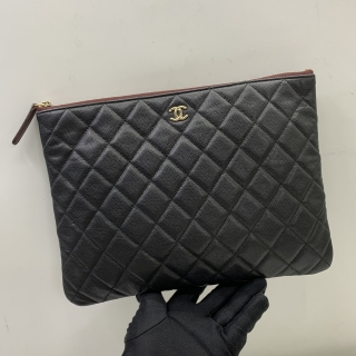 CHANEL SLG MATELASSE CAVIAR CLUTCH BLACK NO.23 NO CARD