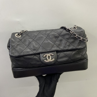 CHANEL BAG MATELASSE LAMBSKIN CHAIN SHOULDER FLAP NO.14 BLACK SHW 14188673