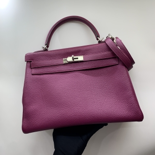 HERMES BAG KELLY PURPLE PHW SQUARE □O STAMP