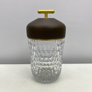 HERMES  SAINT LOUIS FOLIA PORTABLE LAMP WOOD ACORN LED BROWN CRYSTAL LED