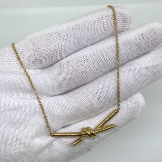 TIFFANY FINE JEWELRY NECKLACE KNOT WG750 FULLSET W/INVOICE 8.5G