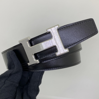 HERMES BELT CONSTANCE H REVERSIBLE SHW BLACK AND BROWN #100 W STAMP