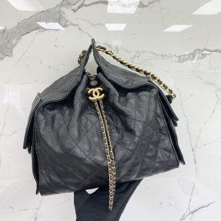 CHANEL BAG CHANEL 25 HOBO BLACK RFID GHW WITH POUCH