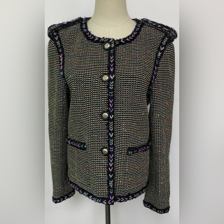 CHANEL CLOTHES JACKET P53402 V39794 2016 TWEED BLAZER GRREN/BLACK #40