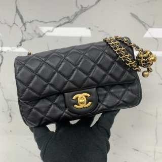 CHANEL BAG MATELASSE AS1787 LAMBSKIN COCO CRUSH 20CM MINI RECTANGLE BLACK GHW MICROCHIPPED RFID