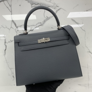 HERMES BAG KELLY 25 EPSOM GRIS MISTY PHW W STAMP WPN998TK