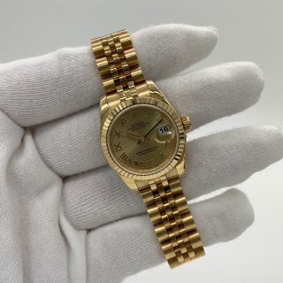 ROLEX WATCH OYSTER PERPETUAL 179178 DATEJUST FULLSET 2010 Z SERIES AU750 GOLD DIAL VI INDEX 109.65G Z659089
