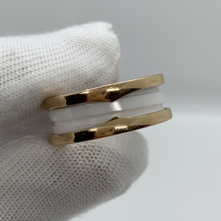 BVLGARI FINE JEWELRY RING 750 B-ZERO WHITE CERAMIC #54 8.12G EL8M22
