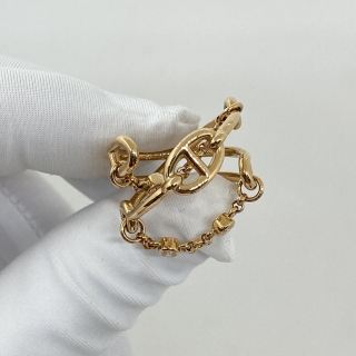 HERMES FINE JEWELRY RING CHAINE D'ANCRE CHAOS W/O CERT RG750 3PD #54 7.22G