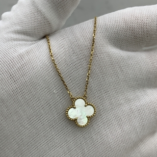 VAN CLEEF & ARPELS FINE JEWELRY NECKLACE VINTAGE ALHAMBRA MOP NECKLACE YG750 5.4G W/ RECEIPT,BOX, POUCH 2017