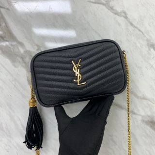 YSL BAG LOULOU 612579 MINI CAMERA GHW CHAIN SHOULDER BLACK