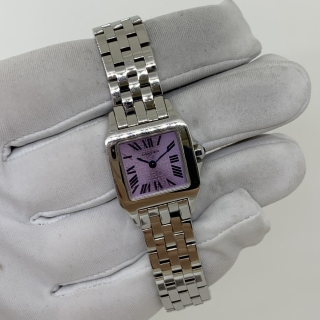 CARTIER WATCH SANTOS W2510002 3140 SANTOS DEMOISELLE QUARTZ PURPLE DIAL FULLSET 500360NX