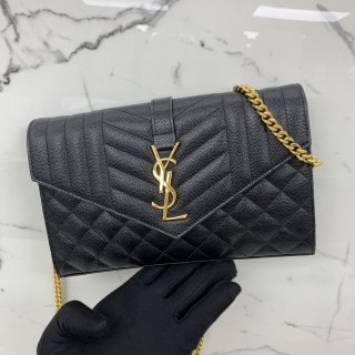 YSL BAG 620280 WALLET ON CHAIN BLACK GHW