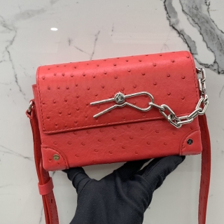 LOUIS VUITTON BAG EXOTIC LEATHER OSTRICH STEAMER WEARABLE WALLET RED