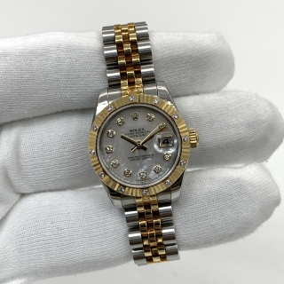 ROLEX WATCH DATEJUST 179313 26MM DIAMOND BEZEL/INDEX, MOTHER OF PEARL (22 LINKS) - FULL SET 2010 T9H75723