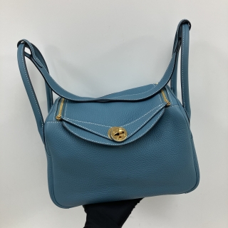HERMES BAG LINDY 26 CLEMENCE BLUE W STAMP GHW