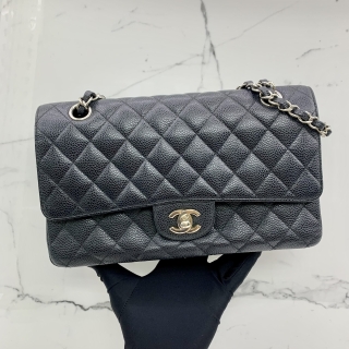 CHANEL BAG MATELASSE CAVIAR SKIN 25CM MEDIUM NO16 WFLAP BLACK NO CARD 16613259