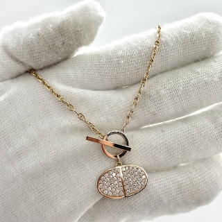 HERMES FINE JEWELRY NECKLACE CHAINE D'ANCRE CONTOUR PENDANT ST AU750 20K091259