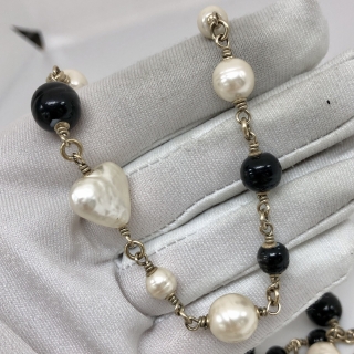 CHANEL FASHION JEWELRY NECKLACE B22 BLACK WHITE PEARL  COCOMARK