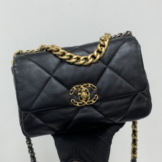 CHANEL BAG 19 AS1160 SMALL BLACK CHAIN 2WAY MICROCHIP RFID LL7XXG28