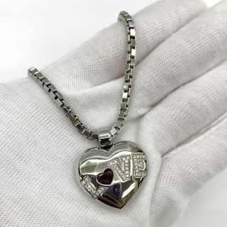 CHOPARD FINE JEWELRY NECKLACE WG 750 HEART DIAMOND/RUBY 52.2G W/ GUARUNTEE