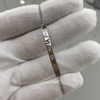 TIFFANY FINE JEWELRY BRACELET ATLAS PIERCED DIAMONDS 3P AU750 4.23G