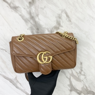 GUCCI BAG MARMONT 443497 MEDIUM CHAIN SHOULDER BROWN