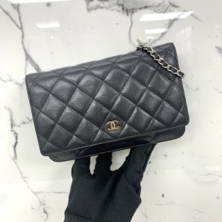 CHANEL BAG MATELASSE A33814 CAVIAR WALLET ON CHAIN BLACK SHW W/CARD NO.14 14880040