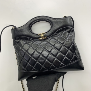 CHANEL BAG MATELASSE LAMB 31 MINI SHOPPING BAG BLACK, RFID MICROCHIP AS4133 XLHT79P7