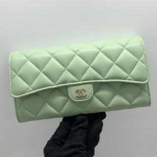CHANEL SLG GREEN CAVIAR SHW LONG WALLET RFID