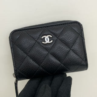 CHANEL SLG CAVIAR SKIN CARD COIN HOLDER CASE RFID MICROCHIP BLACK H5G0U7P4