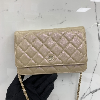 CHANEL BAG MATELASSE CAVIAR WALLET ON CHAIN IRIDESCENT BEIGE NO.31 (NO CARD) 31264125