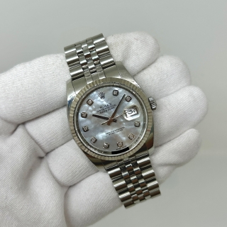 ROLEX WATCH DATEJUST 116234G Z SERIAL 2006 DIAMOND INDEX 10PD MOP DIAL 19 LINKS WATCH ONLY Z556134