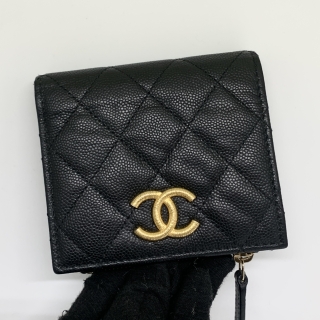 CHANEL SLG AP3526 MATELASSE CAVIAR GHW BIFOLD COMPACT WALLET