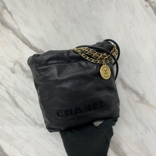 CHANEL BAG CAVIAR SKIN AS3980 CHANEL 22 MINI 2WAY SO BLACK