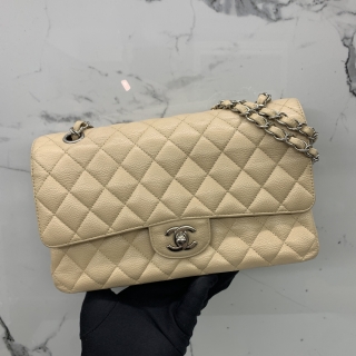 CHANEL BAG MATELASSE 25CM BEIGE DOUBLE FLAP CHAIN NO 13 W/O CARD 13852909