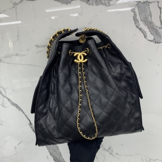 CHANEL BAG CAVIAR SKIN AS5311 CHANEL25 MEDIUM GRAINED CALFSKIN HOBO BLACK GHW THA5HX80