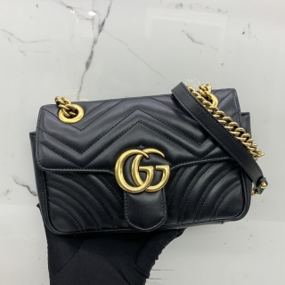 GUCCI BAG MARMONT 446744 MINI CHAIN SHOULDER BLACK