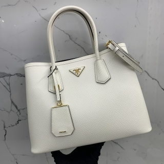 PRADA BAG SAFFIANO 1BG775 MEDIUM SAFFIANO LEATHER DOUBLE BAG 2WAY WHITE