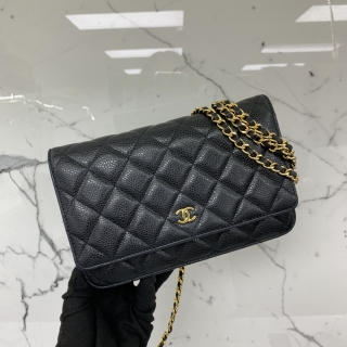 CHANEL BAG MATELASSE CAVIAR WALLET ON CHAIN GHW BLACK NO.30 W/CARD 30624060